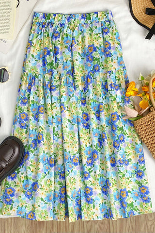 Floral Tiered Midi Skirt