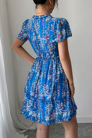 Floral V-Neck Ruffle Dress