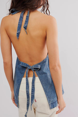 Button-Front Denim Tank