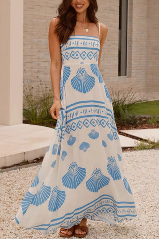 Strappy Shell Print Maxi Dress