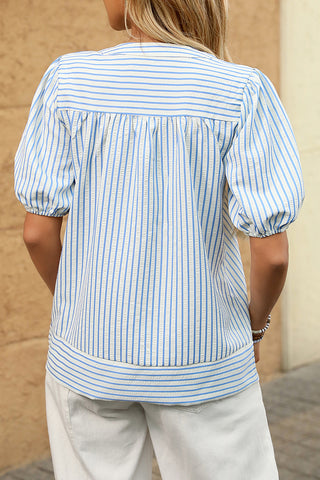 Puff Sleeve Striped Blouse
