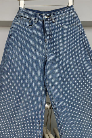 Rhinestone Straight-Leg Jeans