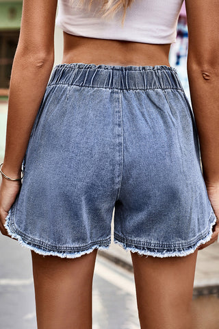 Frayed Hem Casual Shorts