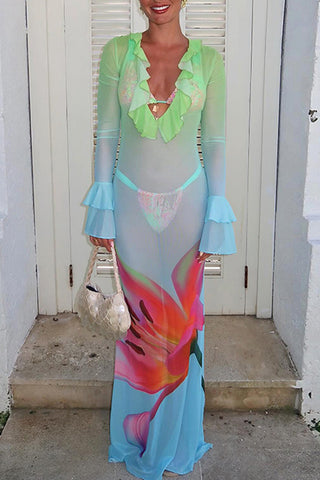 Floral Ruffle Maxi Dress