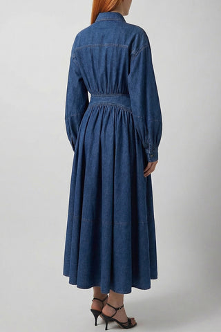 Button-Up Denim Midi Dress