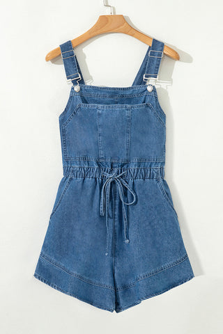 Denim Overall Romper with Adjustable Straps