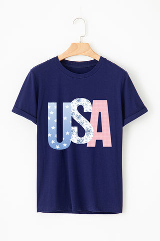 USA Graphic Crew Neck T Shirt