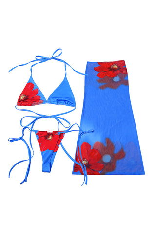 Ombre Bikini and Sheer Maxi Skirt Set