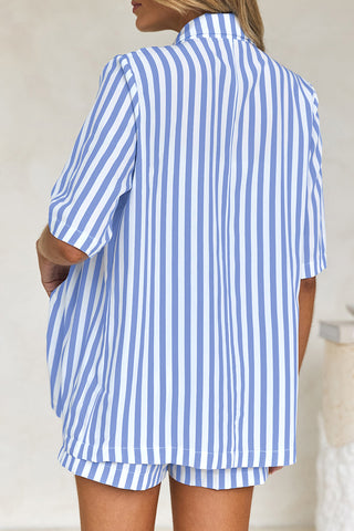 Striped Buttoned Short Set