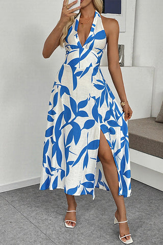 Halter Neck Printed Midi Dress