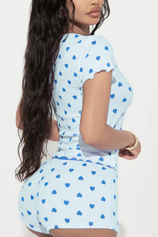Heart Print Loungewear Set