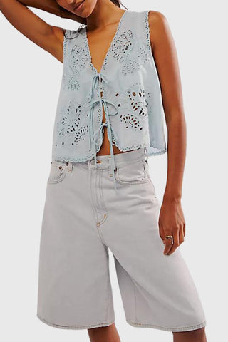 Eyelet Tie-Front Camisole Top