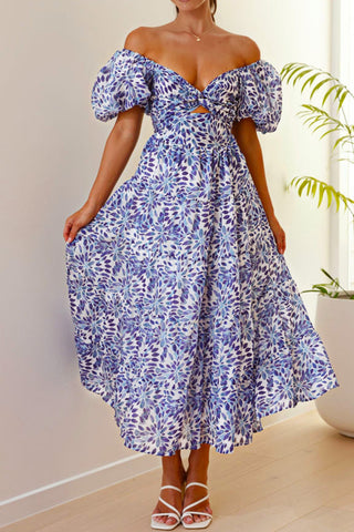 Floral Puff Sleeve Casual Dress