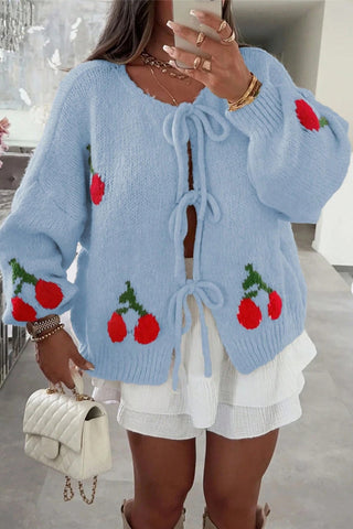 Tie-Front Cherry Cardigan