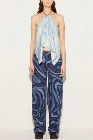 Vibrant Halter Neck Scarf Top