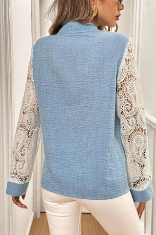 Lace Accent Button-Up Shirt