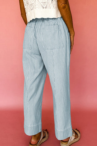 Striped Elastic Waist Pants