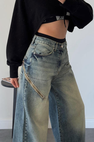Trendy Wide Leg Denim Jeans