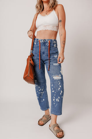 Paint Splatter Wide-Leg Jeans