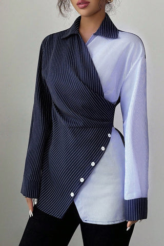 Asymmetrical Pinstripe Pants Set