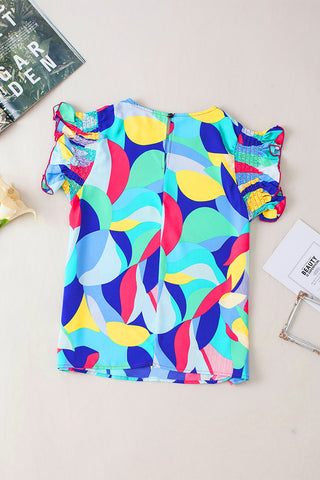Vibrant Patterned Flutter Sleeve Tee