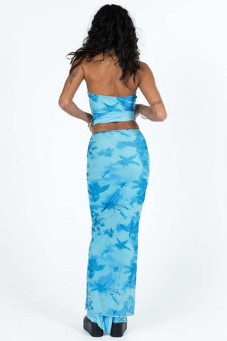 Strapless Floral Set with Maxi Skirt