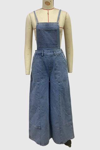 Casual Wide-Leg Denim Jumpsuit