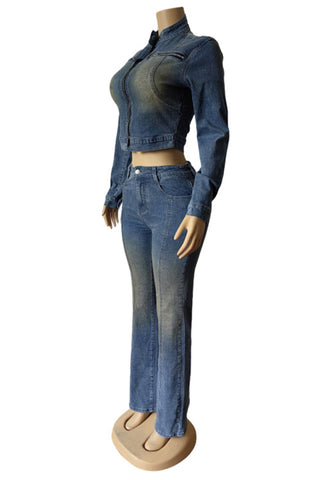 Chic Two-Piece Denim Pants Set