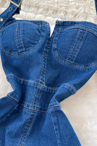 Halter Neck Denim Dress