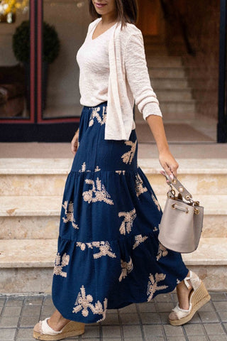 Tiered Floral Maxi Skirt