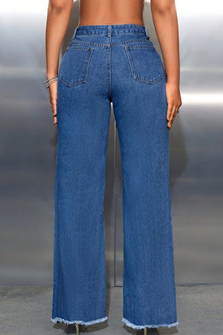 Distressed Straight Jeans