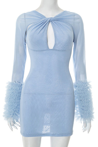 Twist-Front Long Sleeve Dress