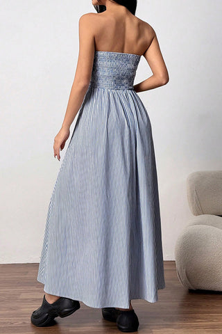 Strapless Striped Maxi Dress