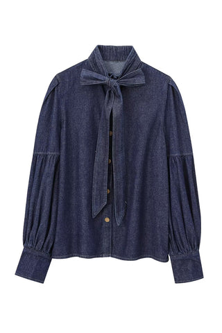 Bow-Tie Button-Front Blouse