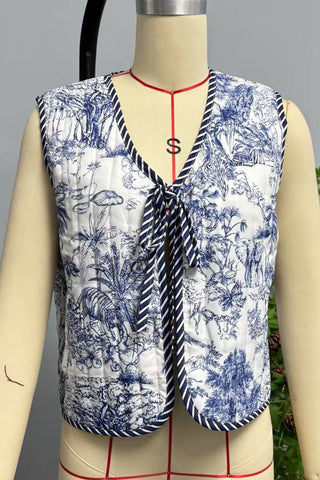 Patchwork Tie-Front Vest