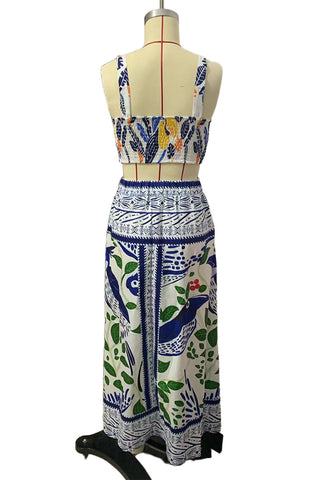 Floral Crop Top & Maxi Skirt Set