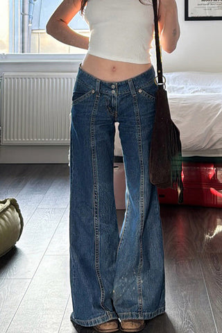 High-Waisted Wide Leg Denim Pants