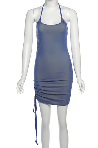Halterneck Ruched Casual Dress