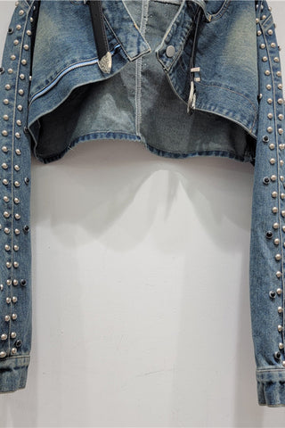 Studded Cropped Denim Jacket