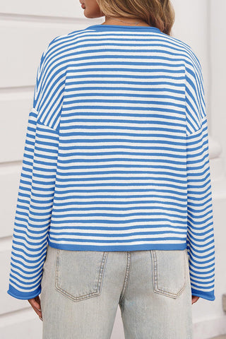 Striped Button-Front Cardigan