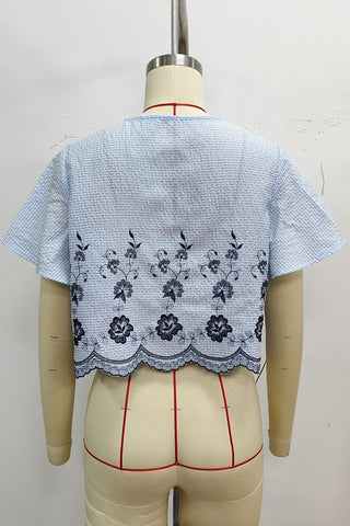 Floral Detail Tie-Front Blouse