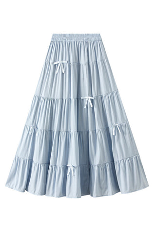 Tiered Maxi Skirt with Bow Details