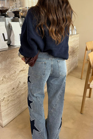 Star-Embellished Straight Jeans