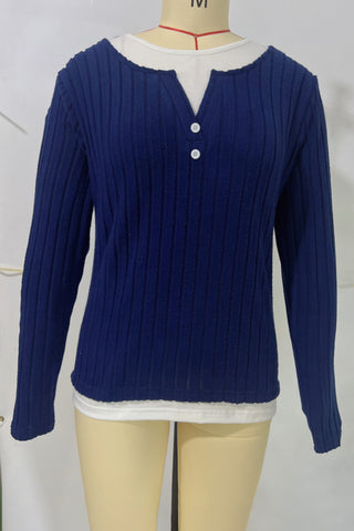 Button Accent Ribbed T-Shirt