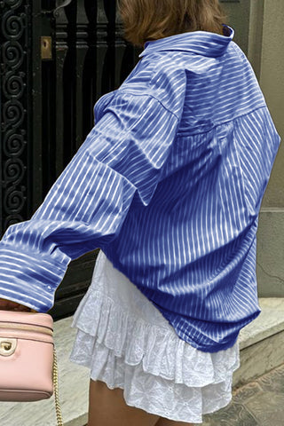Striped Button-Up Long Shirt