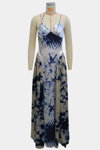 Tie-Dye Halter Evening Dress