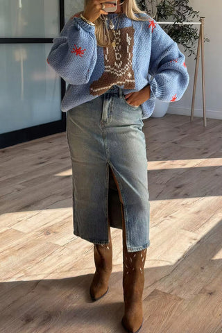 Oversized Graphic Knit Sweater