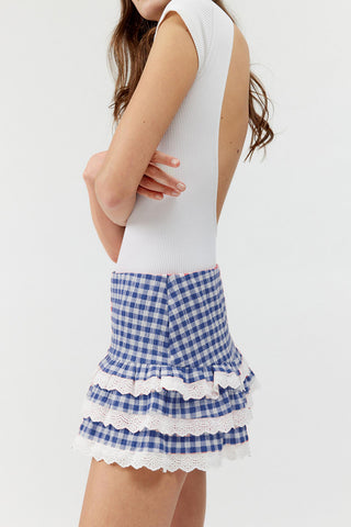 Ruffle Gingham Mini Skirt