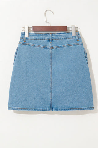 Trendy Pocket Detail Denim Skirt