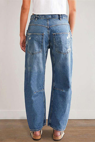 Distressed Straight-Leg Jeans